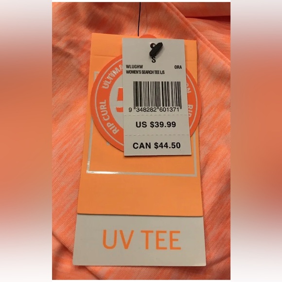 NEW WOMEN'S RIP CURL SEARCH TEE LONG SLEEVE RASHGUARD UV ORANGE  HEATHER Medium - Picture 3 of 4